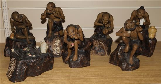 6 Cantonese stoneware figures of aesthetics , hermits